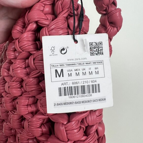 New Zara Woven Braided Crochet Open Knit Leather Weaved Shoulder Bag Purse Funky - Picture 5 of 9